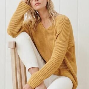 Jenni Kayne Cotton Cabin Sweater Mustard